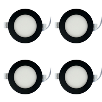 Outdoor Landscape Lighting LED 12V Low Voltage CB04 4x/8x/12x Package 10W 3CCT Round Slim 12V AC/DC LED Panel Puck Light Low Voltage Lighting Fixture Black 4 Pack