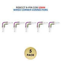Outdoor Landscape Lighting LED 12V Low Voltage 5-Pack SLD 6-Pin Low-Voltage for RGBCCT COB Dotless Strip Light Connectors 12mm 12mm 6-Pin Wired Corner Connector