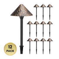 Outdoor Landscape Lighting LED 12V Low Voltage ALP49 4- and 12-Pack 3W 3000K Warm White Integrated LED Low Voltage Cast Aluminum Landscape Pathway Lights Package, Driveway Walkway Light Bronze 12 Pack