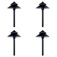 Outdoor Landscape Lighting LED 12V Low Voltage CDPA77 4x/8x/12x Package 3W 12V AC/DC Low Voltage Two-Tier Mushroom Hat 5CCT Integrated LED Aluminum Path Light 4 Pack
