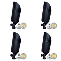 Outdoor Landscape Lighting LED 12V Low Voltage SPB04 4x/8x/12x Package Adjustable 12V Low Voltage LED Bullet Landscape Brass Spotlight Outdoor Lighting with MR16 5W 3000K Bulb Black Brass 4 Pack