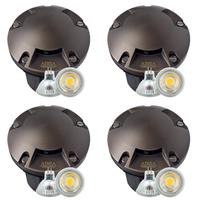 Outdoor Landscape Lighting LED 12V Low Voltage UNB11 4x/8x/12x Package Cast Brass Round Tri-Directional 12V Low Voltage LED In-ground Light with MR16 5W 3000K Bulb 4 Pack
