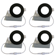 3" Trim LED Recessed Lighting, 4x/8x/12x Package 3CCT 3000K/4000K/5000K, Slim Round, Dimmable LED Ceiling Light - Black / 4 Pack