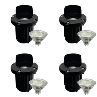 Outdoor Landscape Lighting LED 12V Low Voltage UNB03 4x/8x/12x Package Cast Brass 12V Low Voltage Shielded LED In-ground Well Light IP65 Waterproof with MR16 5W 3000K Bulb 4 Pack Black Brass