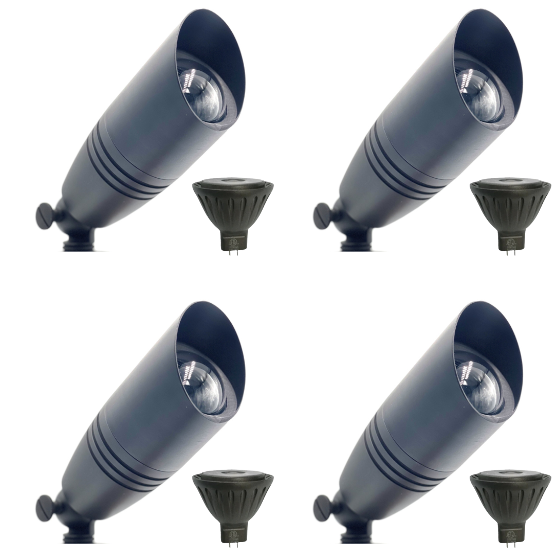 Outdoor Landscape Lighting LED 12V Low Voltage SPBP06 Tulay Black Brass Spot Light 4x/8x/12x MR16 5W 2700K Package Low Voltage Landscape Lighting 4 Pack