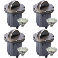 Outdoor Landscape Lighting LED 12V Low Voltage UNB02 4x/8x/12x Package Cast Brass 12V Low Voltage Half Moon Round LED In-ground Well Light IP65 Waterproof with MR16 Socket 5W 3000K Bulb 4 Pack Natural Brass