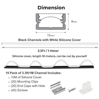 Outdoor Landscape Lighting LED 12V Low Voltage AC10 U-Shaped Aluminum Channel with Plastic or Silicone Diffuser Cover 3.3FT/1M For Max 13mm Width LED Strip Lights Pack of 6/10/20