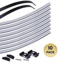 Outdoor Landscape Lighting LED 12V Low Voltage AC12 U-Shaped Rectangular Flexible Black and Silver Finish Aluminum Channel with Frosted Plastic Cover 3.3FT/1M For Max 12mm Width LED Strip Lights Pack of 10 Black
