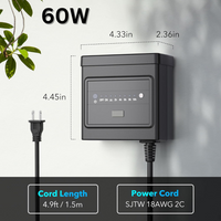 Outdoor Landscape Lighting LED 12V Low Voltage TSPA 60/120/200/300W DC 12V Outputs, Low Voltage Outdoor Plastic Transformer with Photocell and Countdown Timer DC12V 60W