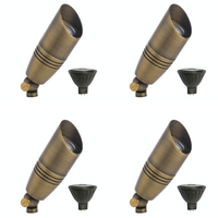 Outdoor Landscape Lighting LED 12V Low Voltage SPBP06 Tulay Antique Brass Spot Light 4x/8x/12x MR16 5W 2700K Package Low Voltage Landscape Lighting 4 Pack