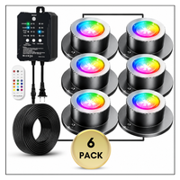 Outdoor Landscape Lighting LED 12V Low Voltage ULBA05 ABS Underwater Landscape 12-24V AC/DC 3W RGB+Warm White Integrated Color-changing Fountain Light Pond Lighting IP68 with Remote Control and Transformer Included