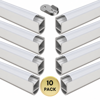 Outdoor Landscape Lighting LED 12V Low Voltage AP16F 8 ft Aluminum Channel Oval Wardrobe Hanging Rail Closet Rod 1.14″ (W) x 0.59″ (H) for LED Strip Lights | 10 Pack Silver