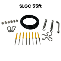 Outdoor Landscape Lighting LED 12V Low Voltage SLGC01 String Light Galvanized Cable Kit 55ft and 111ft, Nylon Coated 304 Stainless Steel Guide Wire and Accessories for Outdoor Bistro String Lights 55 ft