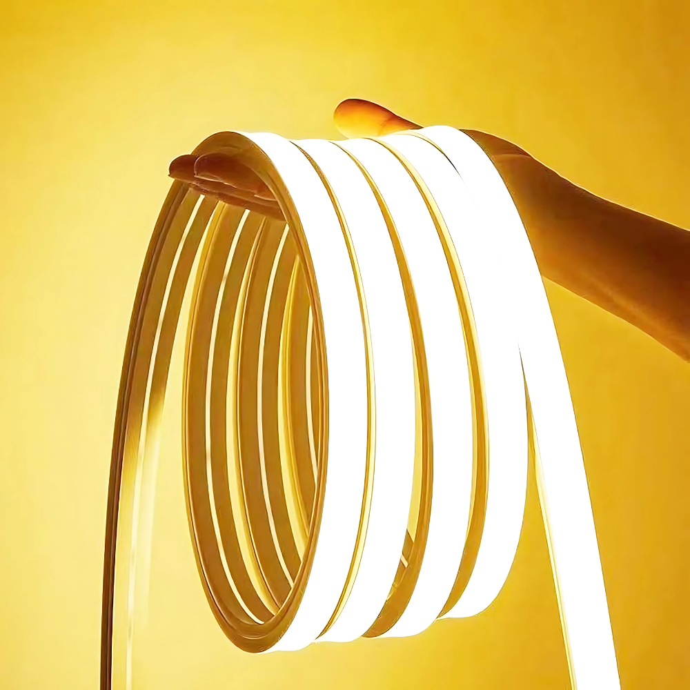 Outdoor Landscape Lighting LED 12V Low Voltage SLN12 Dotless Neon Soft Silicone Vertical Bending LED Strip Light 10x10mm 2.44W/ft DC12V/24V IP68 16.4ft with Screws and Mounting Clips
