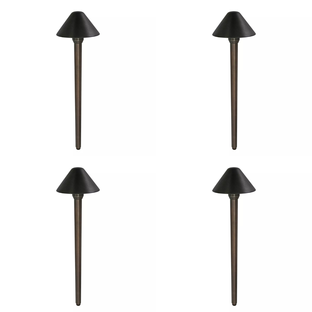 Outdoor Landscape Lighting LED 12V Low Voltage PL80B with G4 3W 3000K 4x/8x/12x Package Solid Brass Mushroom Hat Path Light - Light Bronze Finish Low Voltage Landscape Lighting 4 Pack