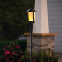 Outdoor Landscape Lighting LED 12V Low Voltage CDPA76 Heavy Duty Cast Aluminum 12V Low Voltage 1.7W Integrated Tiki Torch Flame Fire Effect LED Outdoor Landscape 2200K Tall Path Light