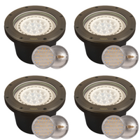 Outdoor Landscape Lighting LED 12V Low Voltage UNB08 4x/8x/12x Package Cast Brass 12V Low Voltage Commercial LED In-ground Well Light IP65 Waterproof with PAR36 10W 160° 3000K Light Bulb 4 Pack Natural Brass