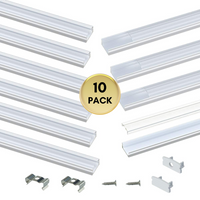 Outdoor Landscape Lighting LED 12V Low Voltage AC11 U-Shaped Rectangular Silver Finish Aluminum Channel with Transparent Clear Plastic Cover 3.3FT/1M or 6.6ft/2M For Max 12mm Width LED Strip Lights Pack of 6/10/20 10 Pack of 6.6ft (2M)