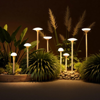 Outdoor Landscape Lighting LED 12V Low Voltage ALP71 DC24V Set of 8 White Mushroom Aluminum 3000K Warm White Integrated LED Low Voltage Path Light with Transformer Included
