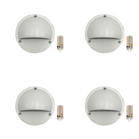 Outdoor Landscape Lighting LED 12V Low Voltage STBP06 Rein Cast Brass Round Half Moon 4x/8x/12x G4 2W Dimmable 2700K Package Step Deck Light Low Voltage Outdoor Landscape Lighting White 4 Pack