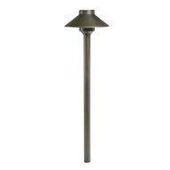 JT-LV-140 Solid Cast Brass Hat Path Light - 12V Low Voltage Landscape Lighting - No Bulb / Antique Bronze