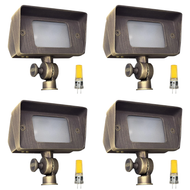 FPB01 Luz de inundación direccional LED rectangular de latón Iluminación ajustable - 4 Pack / Natural Brass