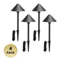 Outdoor Landscape Lighting LED 12V Low Voltage ALP49 4- and 12-Pack 3W 3000K Warm White Integrated LED Low Voltage Cast Aluminum Landscape Pathway Lights Package, Driveway Walkway Light Black 4 Pack