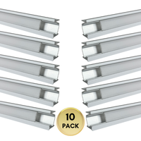Outdoor Landscape Lighting LED 12V Low Voltage AP42 8 ft Aluminum Channel 0.78″ (W) x .0.45″ (H) for LED Strip Light with Cover and End Caps | 25 Pack Silver