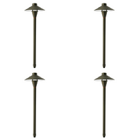 Outdoor Landscape Lighting LED 12V Low Voltage PL44B with G4 3W 2700K 4x/8x/12x Package Solid Brass Medium Mushroom Hat Path Light - Light Bronze Finish Low Voltage Landscape Lighting 4 Pack