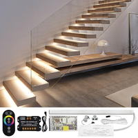 Outdoor Landscape Lighting LED 12V Low Voltage SLMS03 Intelligent LED COB Strip Light Stair Light Kit 10, 16 or 20 Stairs with Remote Control, Motion Sensor, RGB and Tunable 2700K/3000K/3500K/4000K/5000K,
