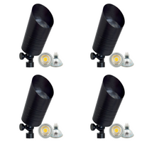 Outdoor Landscape Lighting LED 12V Low Voltage SPB09 4x/8x/12x Package 12V Low Voltage LED Outdoor Landscape Brass Spotlight with MR16 5W 3000K Bulb Black Brass 4 Pack