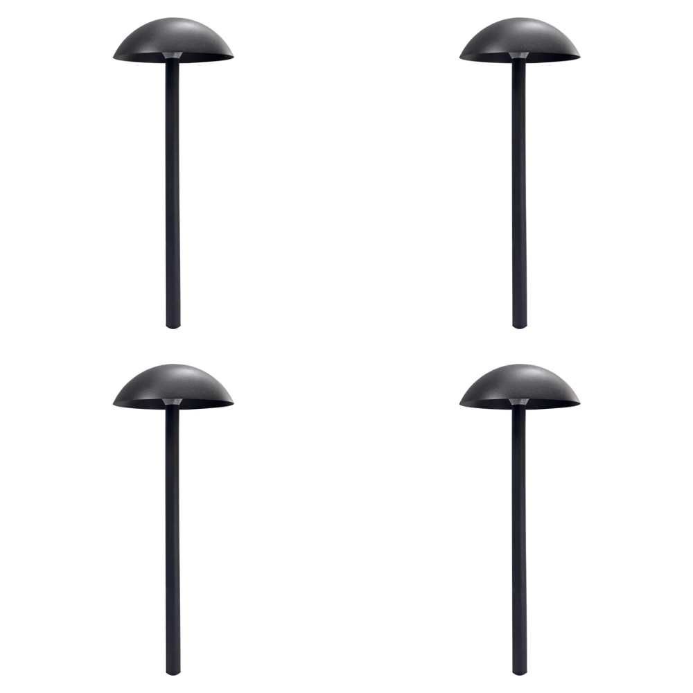 Outdoor Landscape Lighting LED 12V Low Voltage CDPA80 4x/8x/12x Package 5W 12V-24V AC/DC Low Voltage Dome-shaped Umbrella Hat 3000K Warm White Integrated LED Aluminum Path Light 4 Pack