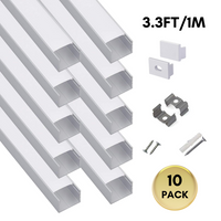 Outdoor Landscape Lighting LED 12V Low Voltage AC07 U-Shaped Square Aluminum Channel 3.3FT/1M and 6.6FT/2M For Max 16mm LED Strip Lights Pack of 10 and 20