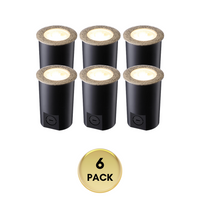Outdoor Landscape Lighting LED 12V Low Voltage UNAL03 Essential Pebble Gray Aluminum Round Surface Mount Up Lighting Integrated 3000K LED In-Ground Well Light Low Voltage Landscape Lighting 6 Pack