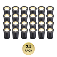 Outdoor Landscape Lighting LED 12V Low Voltage UNAL04 Essential Black Aluminum Round Surface Mount Up Lighting Integrated 3000K LED In-Ground Well Light Low Voltage Landscape Lighting 24 Pack