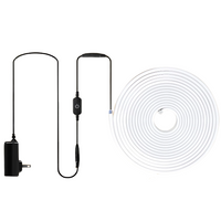 Outdoor Landscape Lighting LED 12V Low Voltage SLN05 Dotless Neon LED Strip Light 12mm (H) x 6mm (W) 3000K/6000K DC24V IP65 Outdoor Rated Dimmable Low Voltage Silicone Strip Light with Mounting Clip, Screws, End Cap and Power Adapter