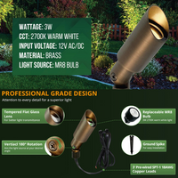 Outdoor Landscape Lighting LED 12V Low Voltage SPBA11 MR8 Mini Brass Spotlight with Fixed Shroud Low Voltage Outdoor Lighting