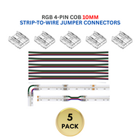 Outdoor Landscape Lighting LED 12V Low Voltage 5-Pack SLD 4-Pin Low-Voltage for RGB COB Dotless Strip Light Connectors 10mm 10mm 4-Pin Strip-to-Wire