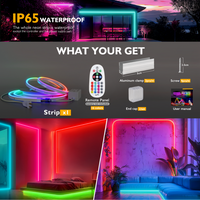 Outdoor Landscape Lighting LED 12V Low Voltage SLNR12 Dotless Neon RGB 5000K 16 Colors and 4 Modes 2.59W/ft LED Strip Light 110V IP65 Outdoor Rated Dimmable High Voltage Silicone Strip Light Screws, Mounting Aluminum Clamps, End Cap, Screws, Remote Control and Power Cable