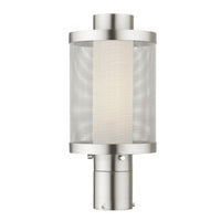 Outdoor Landscape Lighting LED 12V Low Voltage Nottingham Medium Base Light Bulb Socket Medium Outdoor Post Top Lantern Stainless Steel and Brushed Nickel Stainless Steel Mesh with Satin Opal White Glass 120V for Garden, Exterior Post - 20684-91