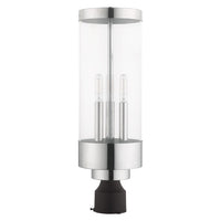 Outdoor Landscape Lighting LED 12V Low Voltage Hillcrest Candelabra Base Light Bulb Socket Large Outdoor Post Top Lantern Stainless Steel and Clear Glass and Polished Chrome Finish 120V for Garden, Exterior Post - 20728-05
