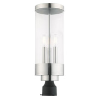 Outdoor Landscape Lighting LED 12V Low Voltage Hillcrest Candelabra Base Light Bulb Socket Large Outdoor Post Top Lantern Stainless Steel and Clear Glass and Polished Chrome Finish 120V for Garden, Exterior Post - 20728-05