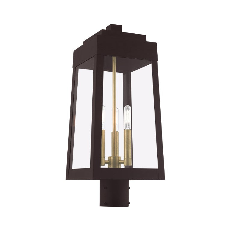Outdoor Landscape Lighting LED 12V Low Voltage Oslo Candelabra Base Light Bulb Socket Medium Outdoor Post Top Lantern 8.25" x 8.25" x 20.375" Solid Brass and Clear Glass 120V for Garden, Exterior Post - 20856-07