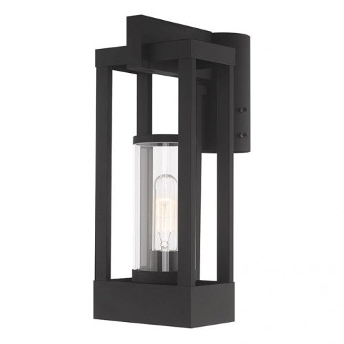 Outdoor Landscape Lighting LED 12V Low Voltage Delancey Medium Base Light Bulb Socket Medium Outdoor Post Top Lantern 9.125" x 6.25" x 15.125" Solid Brass and Cylinder Clear Glass, Black Finish 120V for Garden, Exterior Post - 20994-04