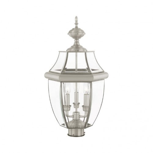 Outdoor Landscape Lighting LED 12V Low Voltage Monterey Candelabra Base Light Bulb Socket Large Outdoor Post Top Lantern 23.5" x 12.5" Hand Crafted Solid Brass and Clear Beveled Glass, Bronze Finish 120V for Garden, Exterior Post - 2354-91