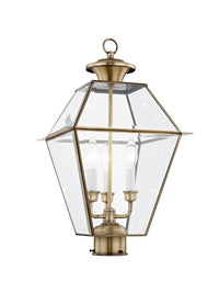 Outdoor Landscape Lighting LED 12V Low Voltage Westover Candelabra Base 3 Light Bulb Sockets Large Outdoor Post Top Lantern 12