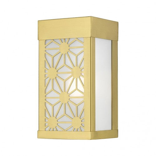 Outdoor Landscape Lighting LED 12V Low Voltage Berkeley Outdoor 1 E26 Medium Base Light Bulb Socket Outdoor ADA-Compliant Stainless Steel Wall Sconce 4.5"x8.5" Satin Gold Finish 120V for Garden, Interior, Exterior and Patio 24321-32