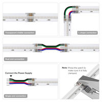 Outdoor Landscape Lighting LED 12V Low Voltage 5-Pack SLD 4-Pin Low-Voltage for RGB COB Dotless Strip Light Connectors 10mm