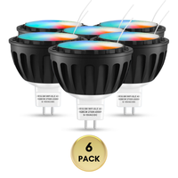Outdoor Landscape Lighting LED 12V Low Voltage RGBCW MR16 6W Smart WIFI Bluetooth Control LED Light Bulb 2 and 6 Pack, Energy Saving RGBCW Color Changing 2700K-6500K 12V Outdoor LED Bulb Compatible with Alexa and Google Assistant 6 Pack