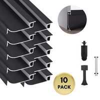 Outdoor Landscape Lighting LED 12V Low Voltage AC14 Skirting Board Black Aluminum Channel with White Frosted Plastic Cover 3.3FT/1M For Max Inner 10.7mm Width LED Strip Lights Pack of 7/10/20 10 Pack of 3.3ft (1M)